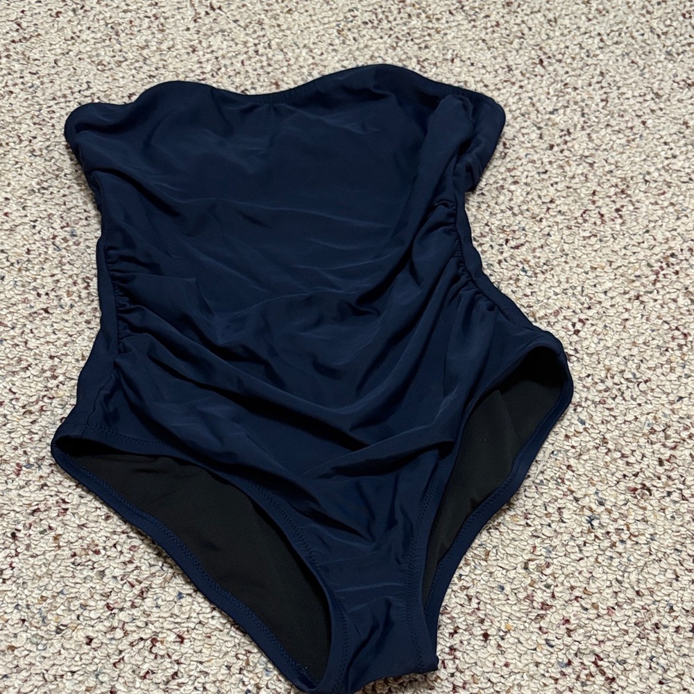 J. Crew Dark Navy Strapless One-Piece Swimwear